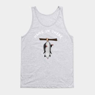 Funny Opossum Design that Says Hang in There, Retro Humor, Anxiety Possum Unique Tank Top